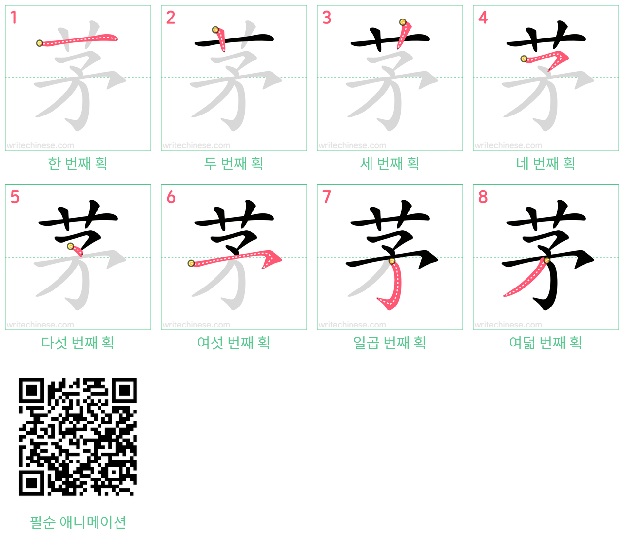 茅 step-by-step stroke order diagrams