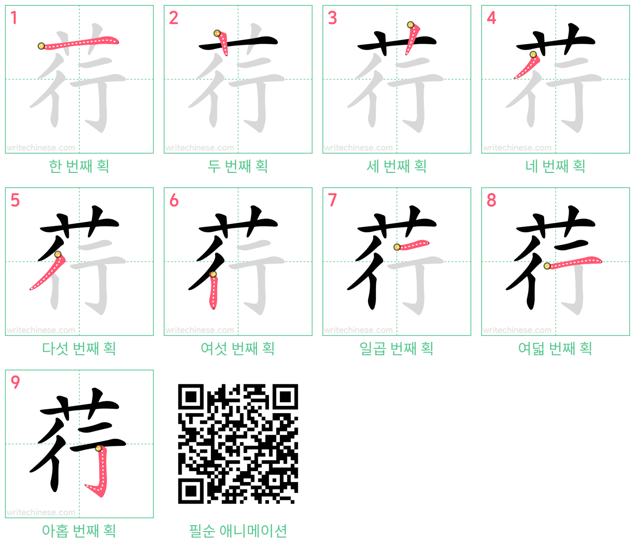 荇 step-by-step stroke order diagrams