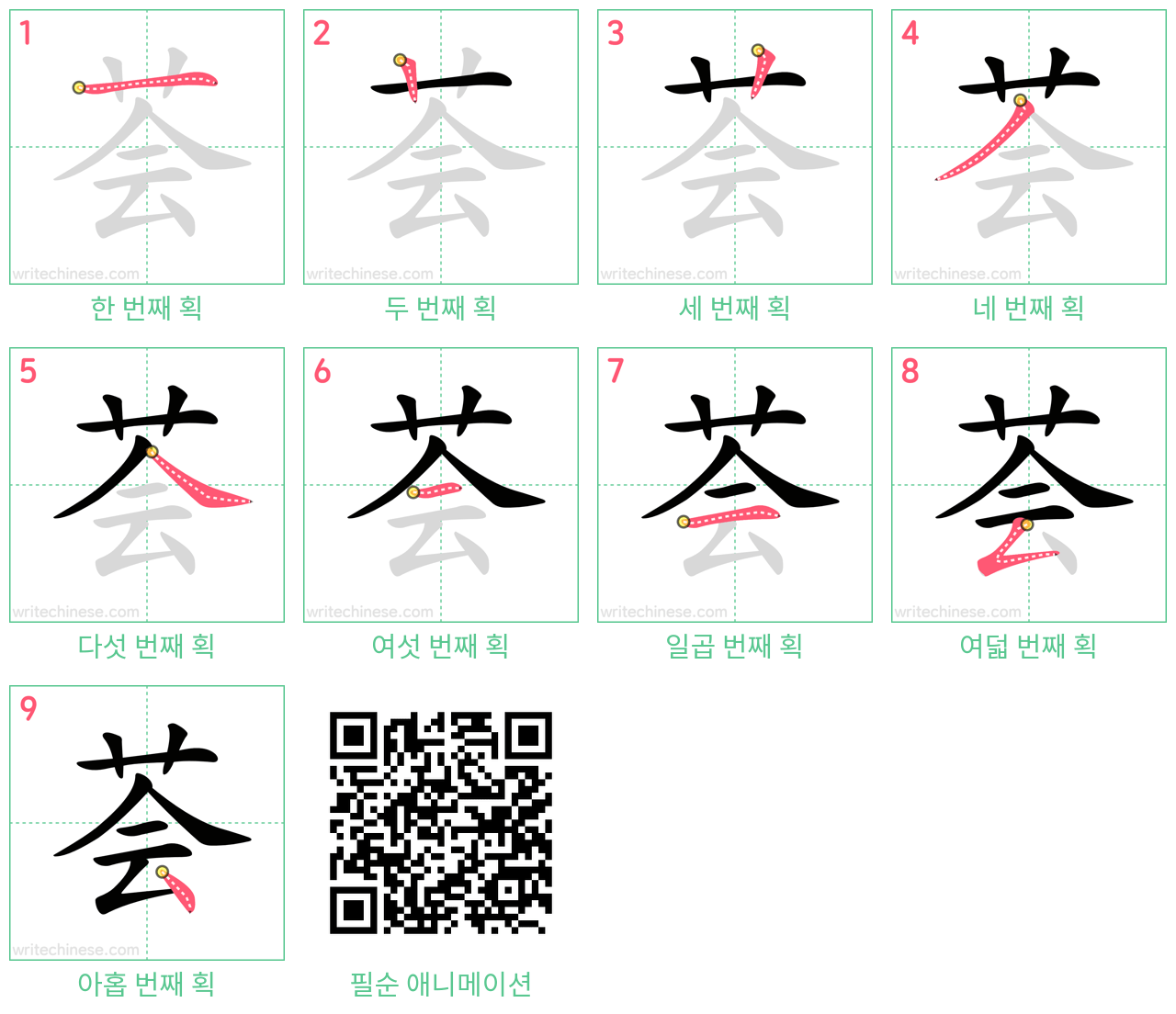 荟 step-by-step stroke order diagrams