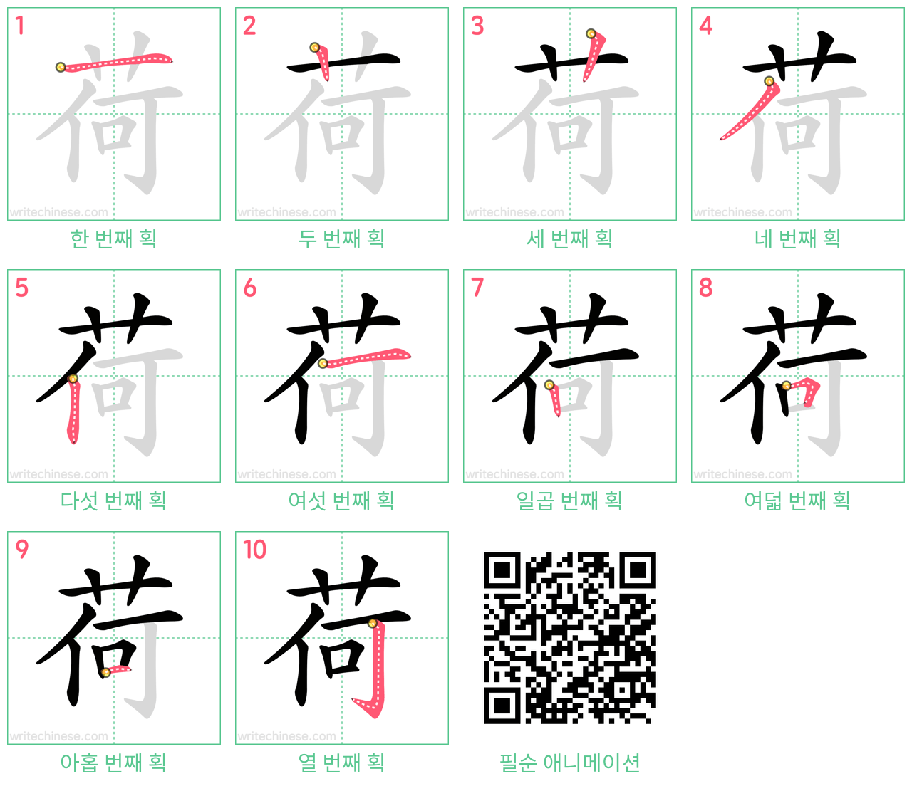 荷 step-by-step stroke order diagrams