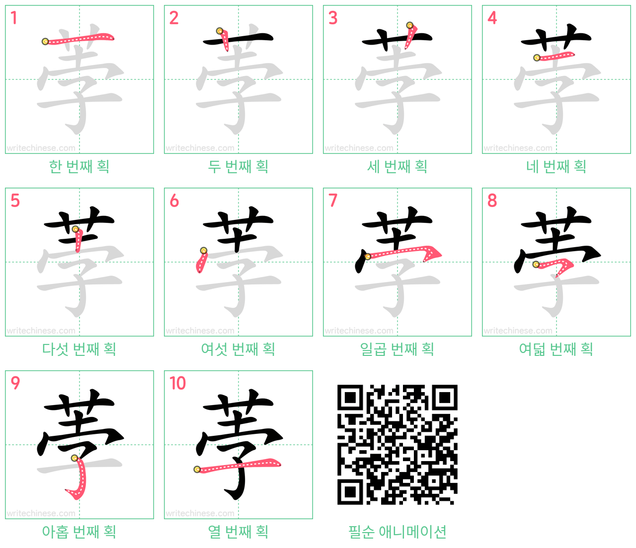 荸 step-by-step stroke order diagrams