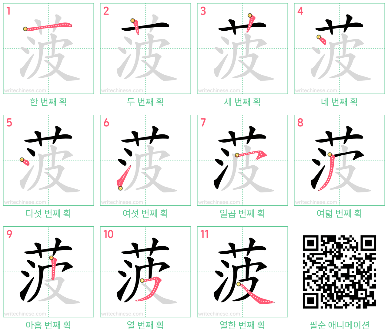 菠 step-by-step stroke order diagrams