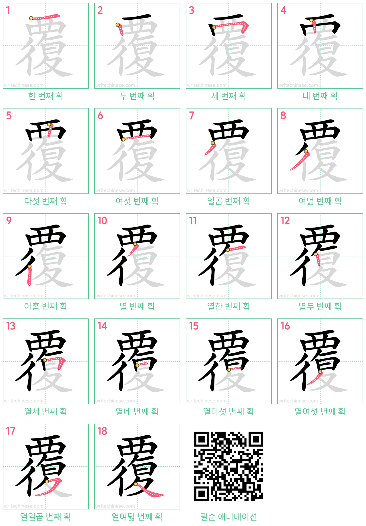 覆 step-by-step stroke order diagrams