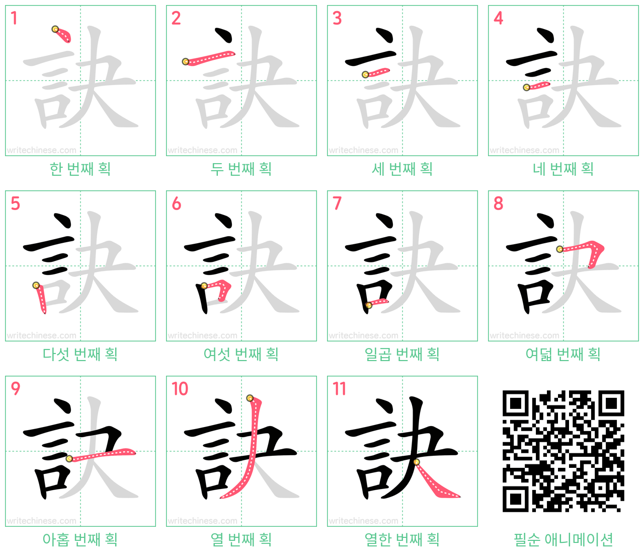 訣 step-by-step stroke order diagrams