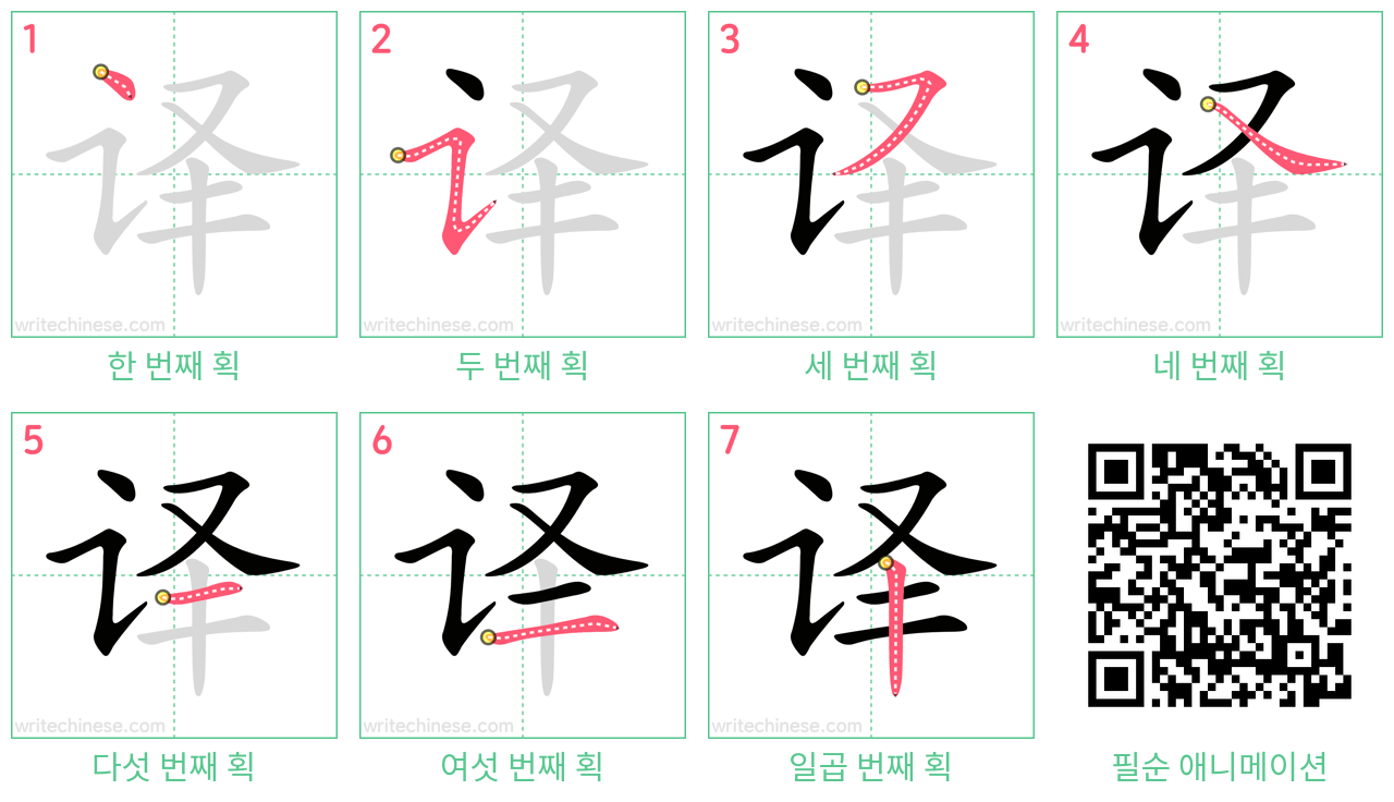译 step-by-step stroke order diagrams