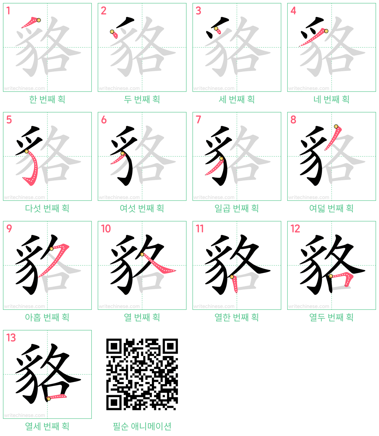 貉 step-by-step stroke order diagrams