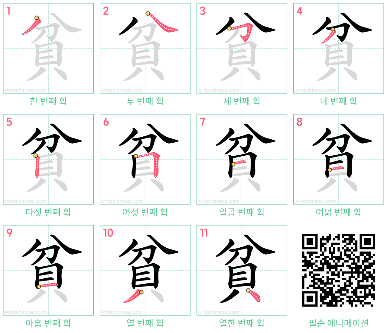 貧 step-by-step stroke order diagrams
