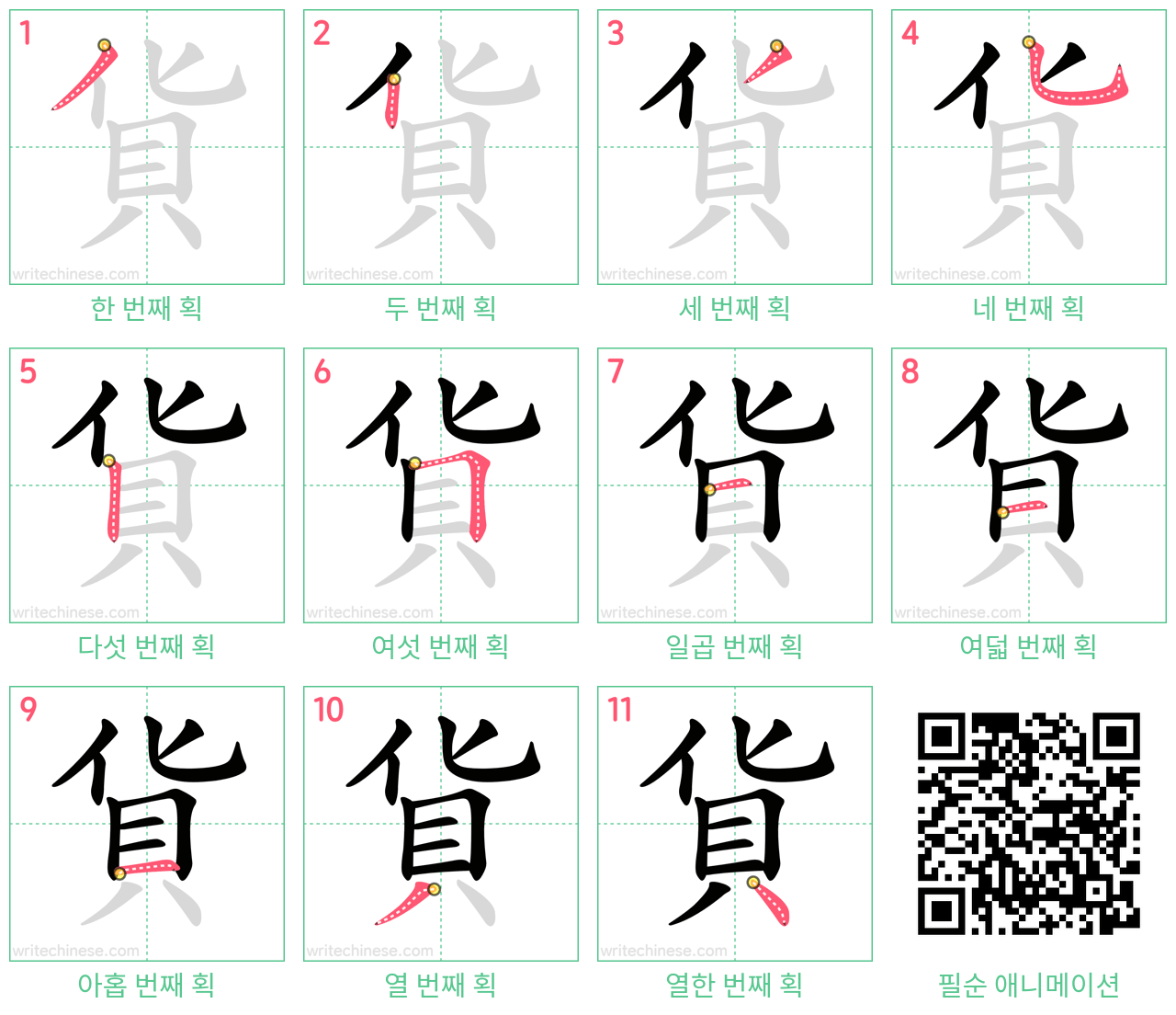 貨 step-by-step stroke order diagrams