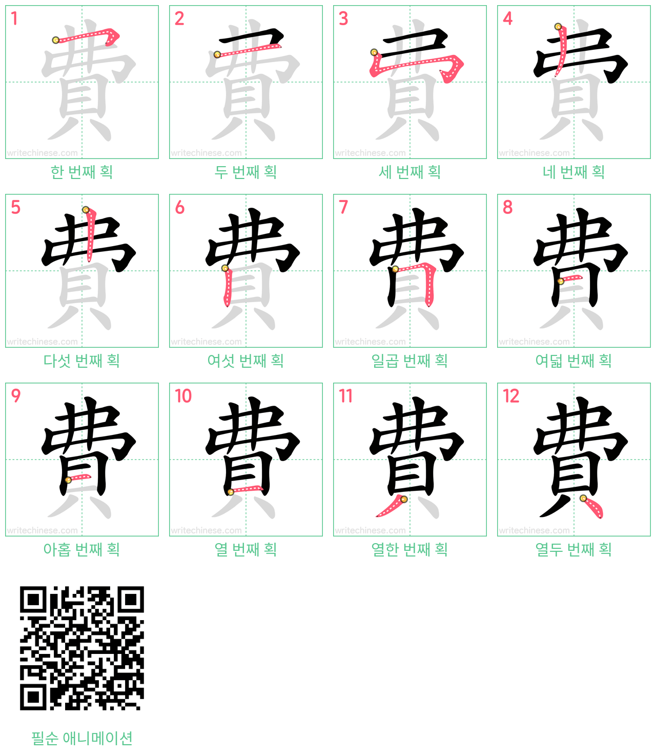 費 step-by-step stroke order diagrams