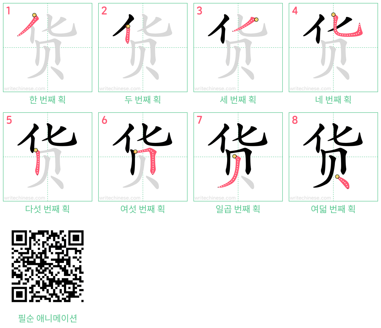 货 step-by-step stroke order diagrams