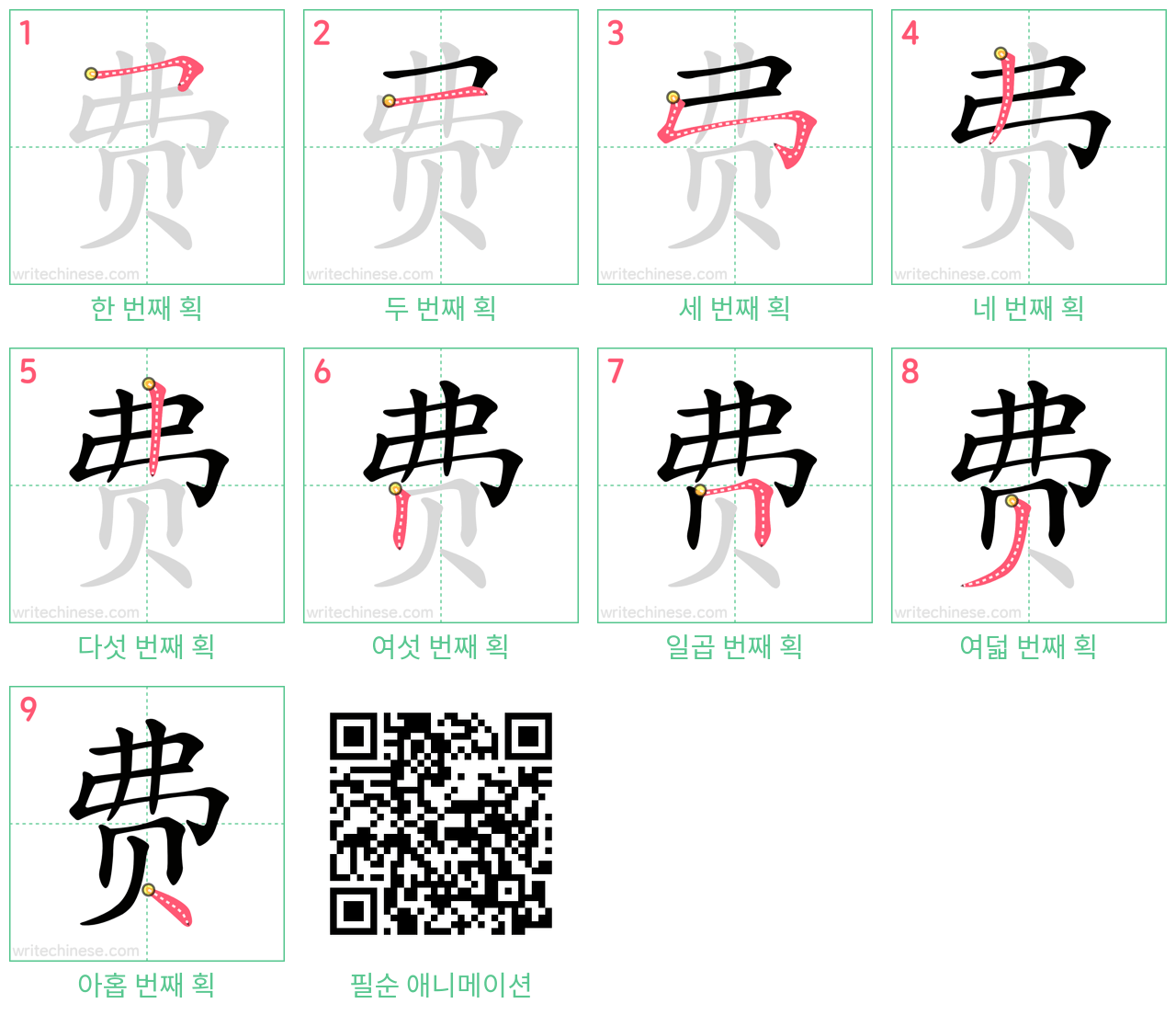 费 step-by-step stroke order diagrams