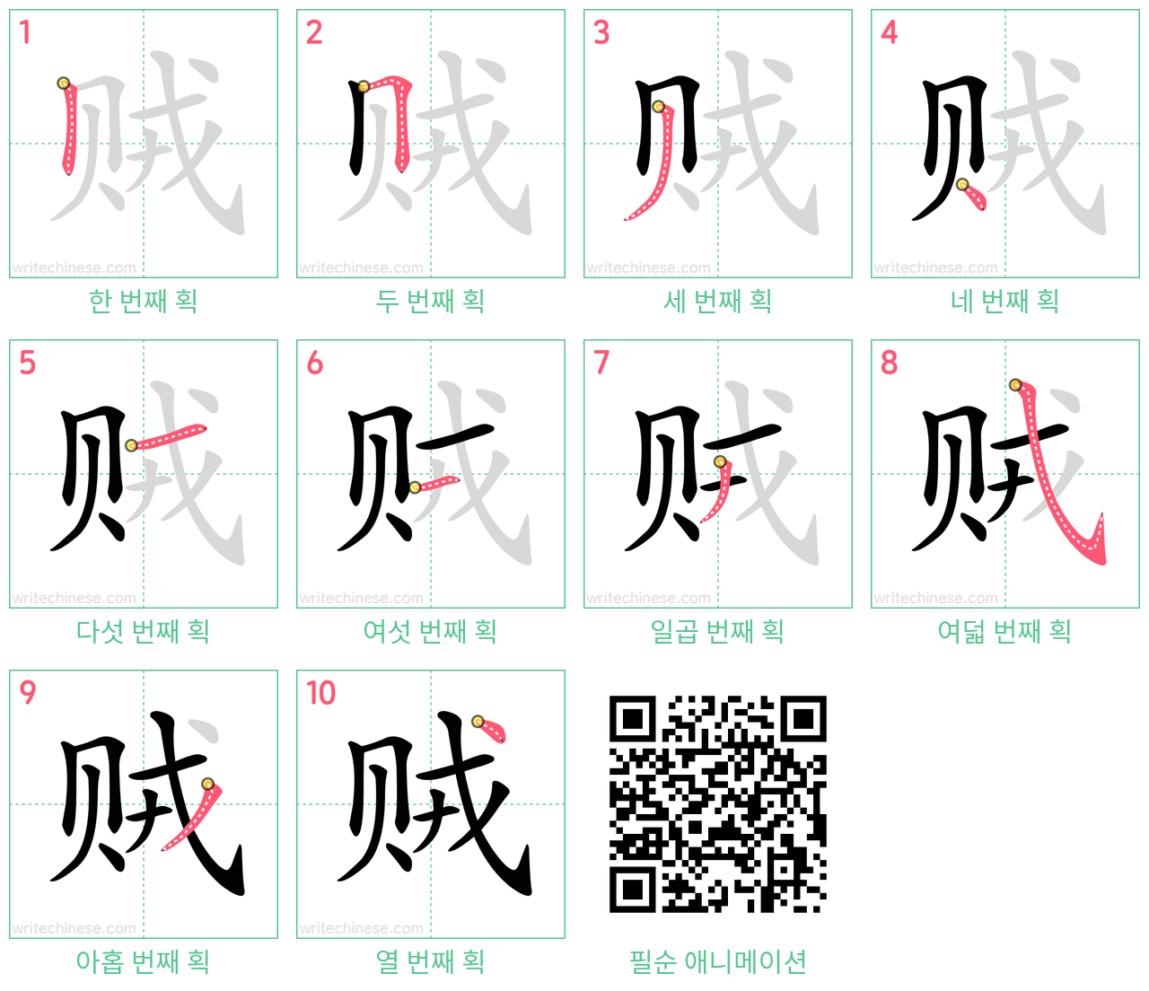 贼 step-by-step stroke order diagrams