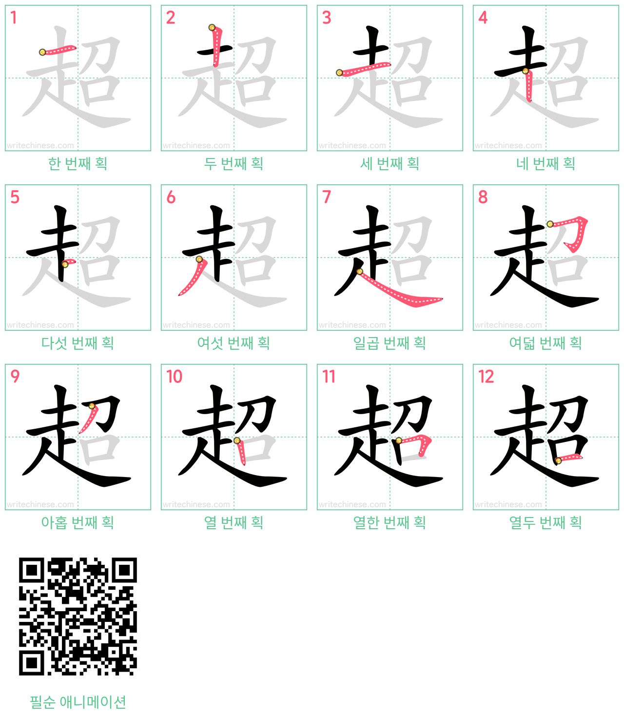 超 step-by-step stroke order diagrams