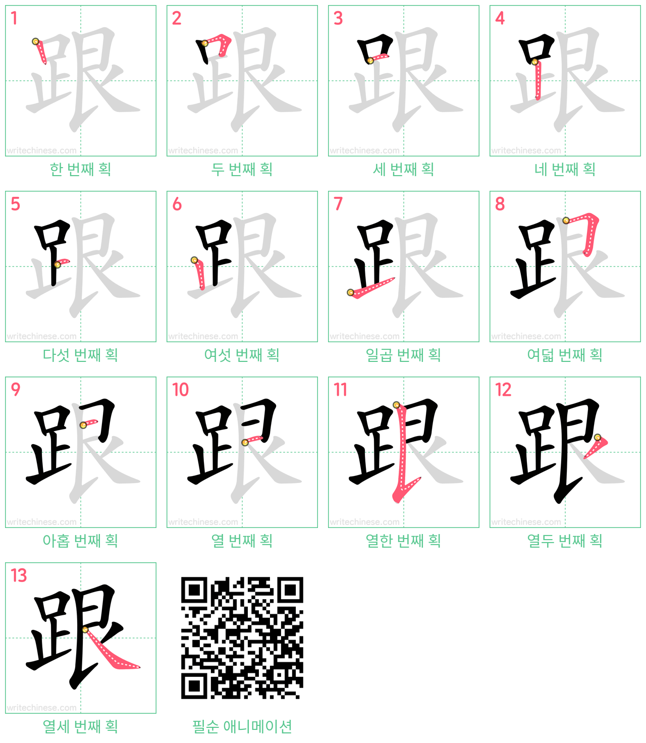 跟 step-by-step stroke order diagrams