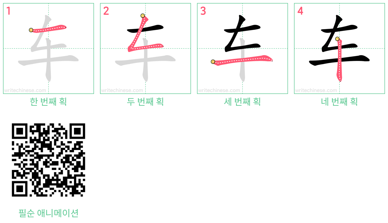 车 step-by-step stroke order diagrams