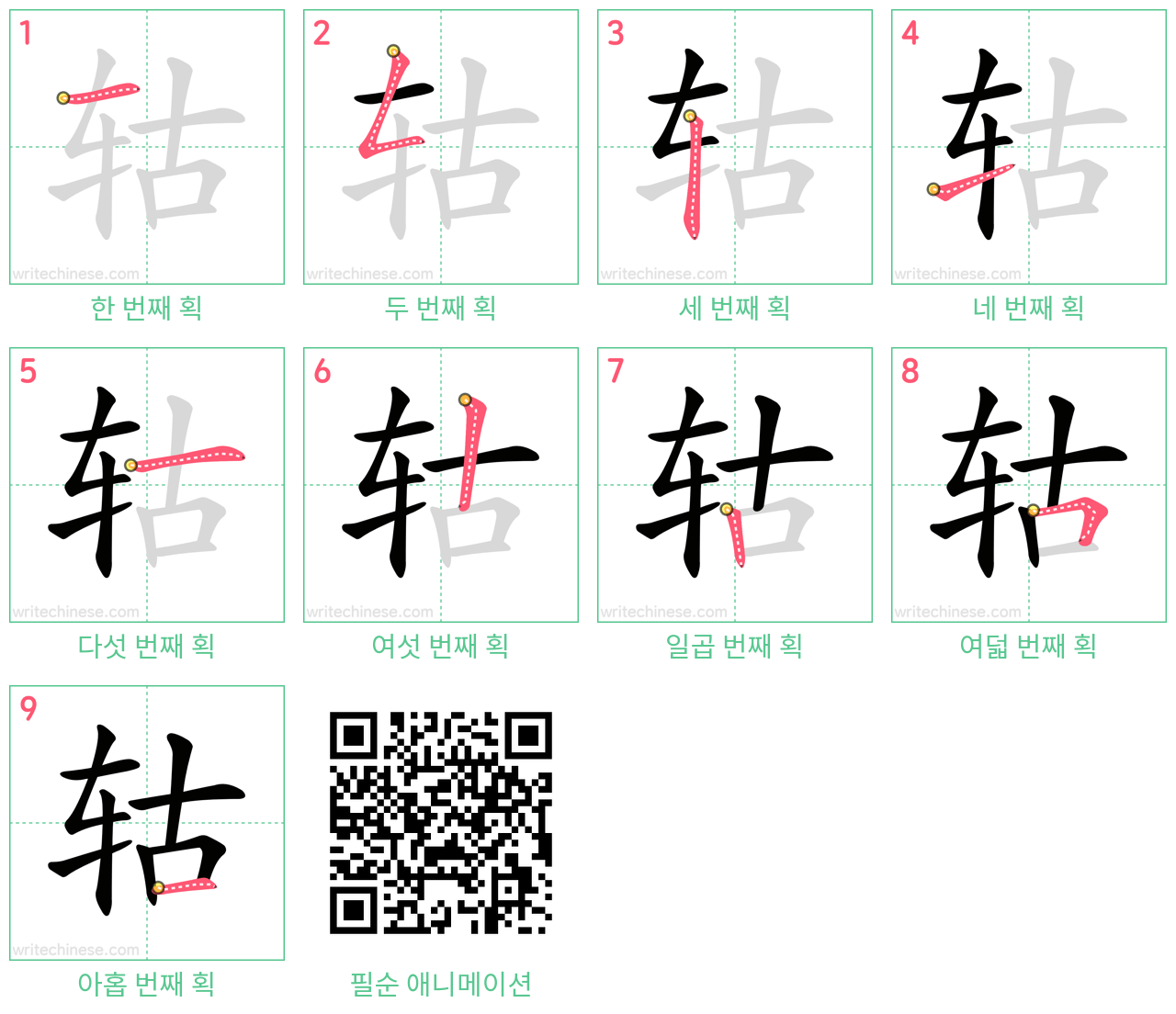 轱 step-by-step stroke order diagrams