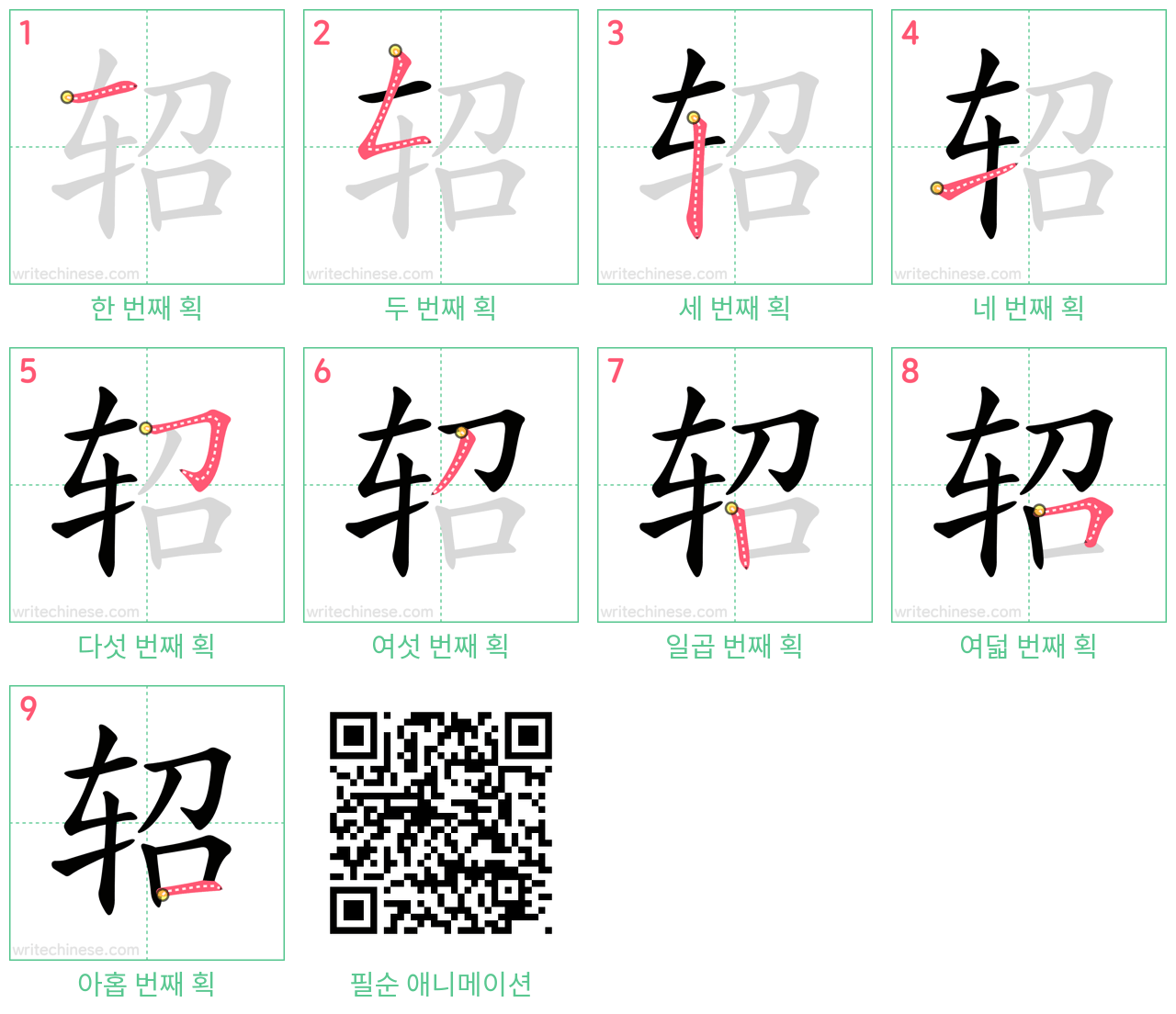 轺 step-by-step stroke order diagrams