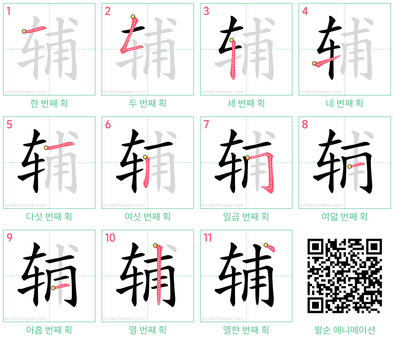 辅 step-by-step stroke order diagrams