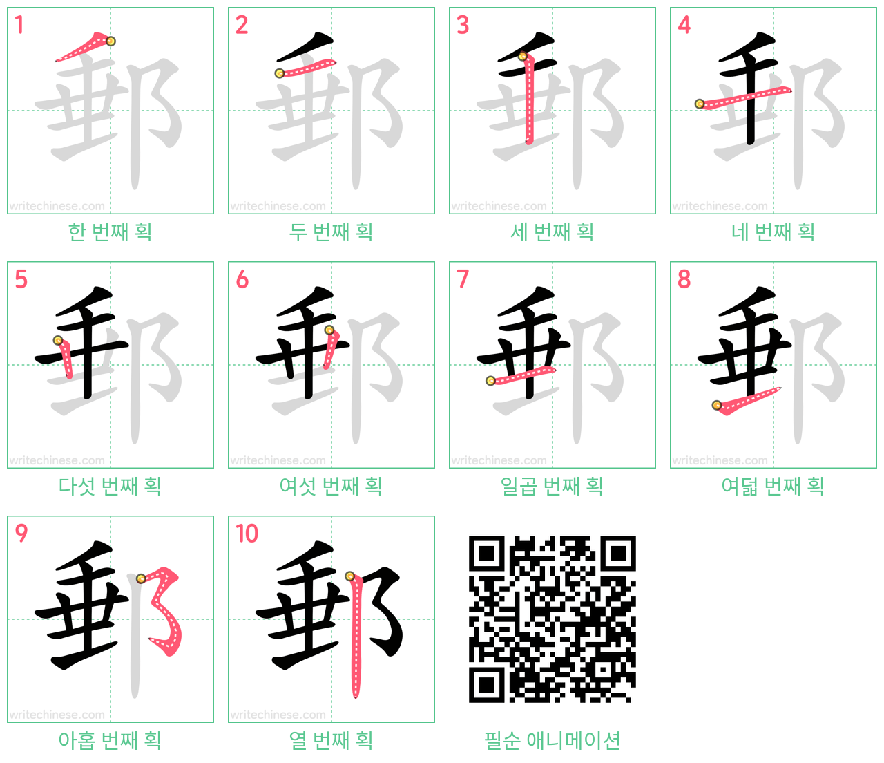 郵 step-by-step stroke order diagrams