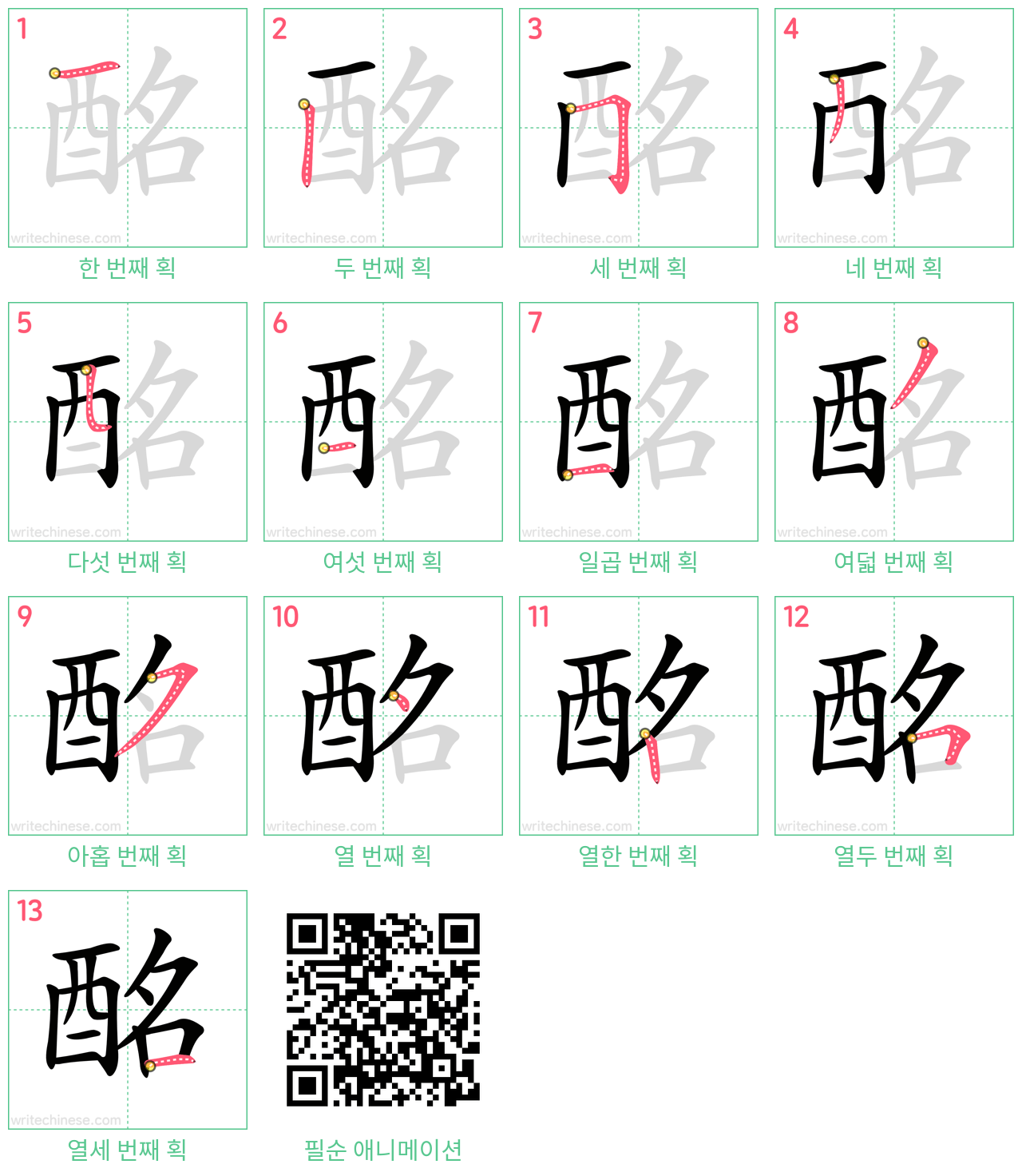 酩 step-by-step stroke order diagrams