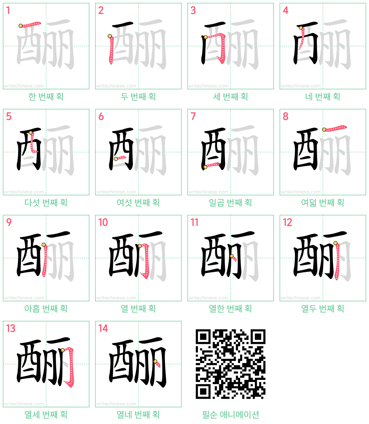 酾 step-by-step stroke order diagrams