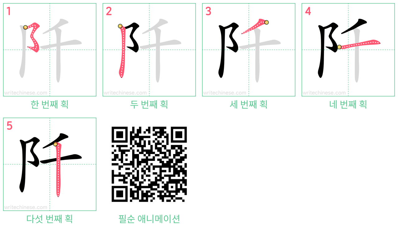 阡 step-by-step stroke order diagrams