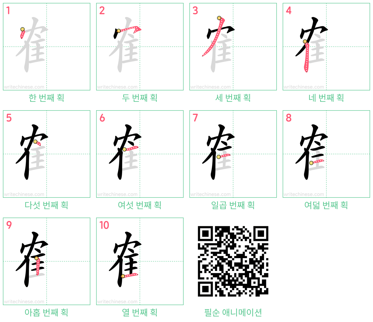 隺 step-by-step stroke order diagrams