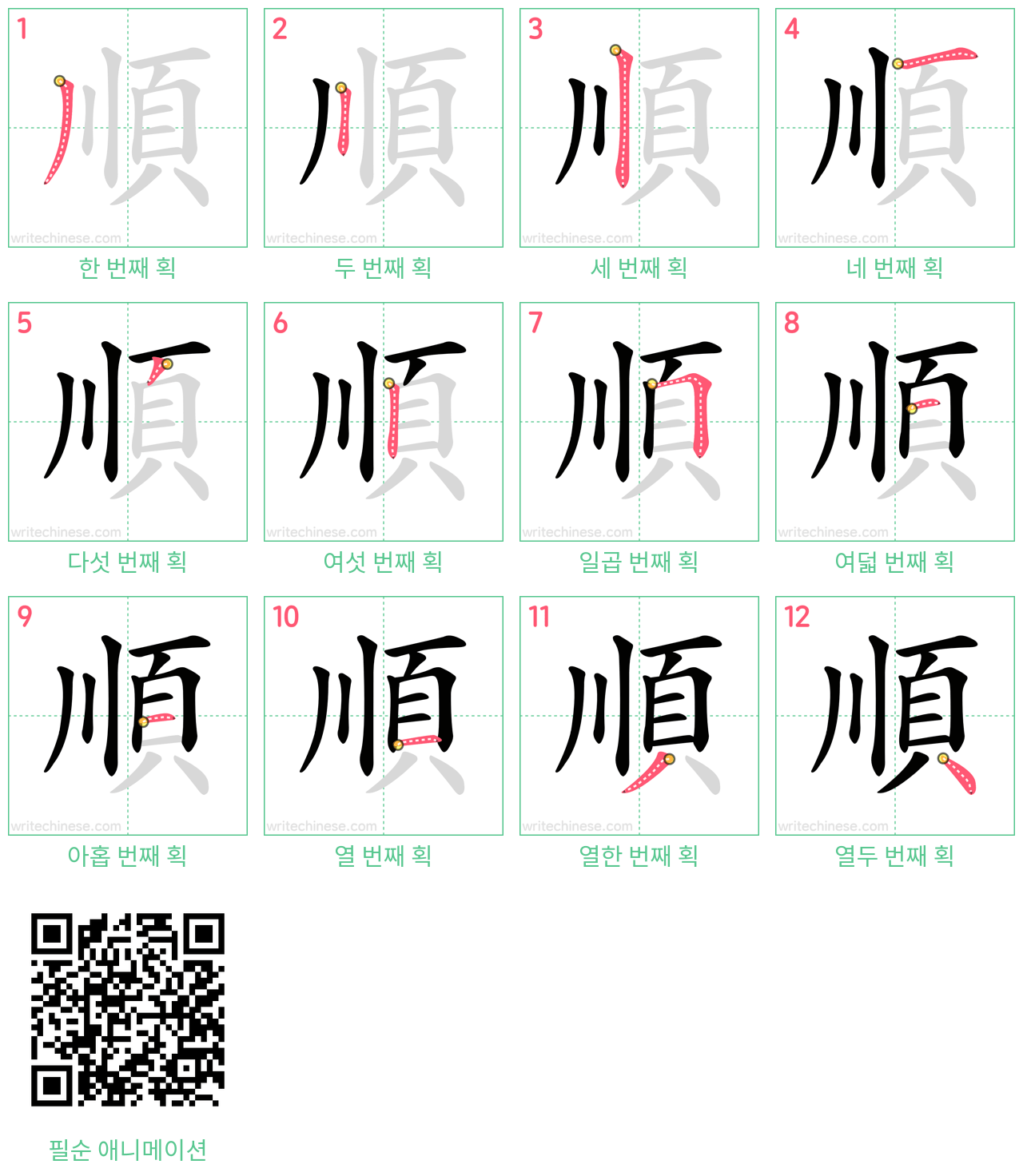 順 step-by-step stroke order diagrams