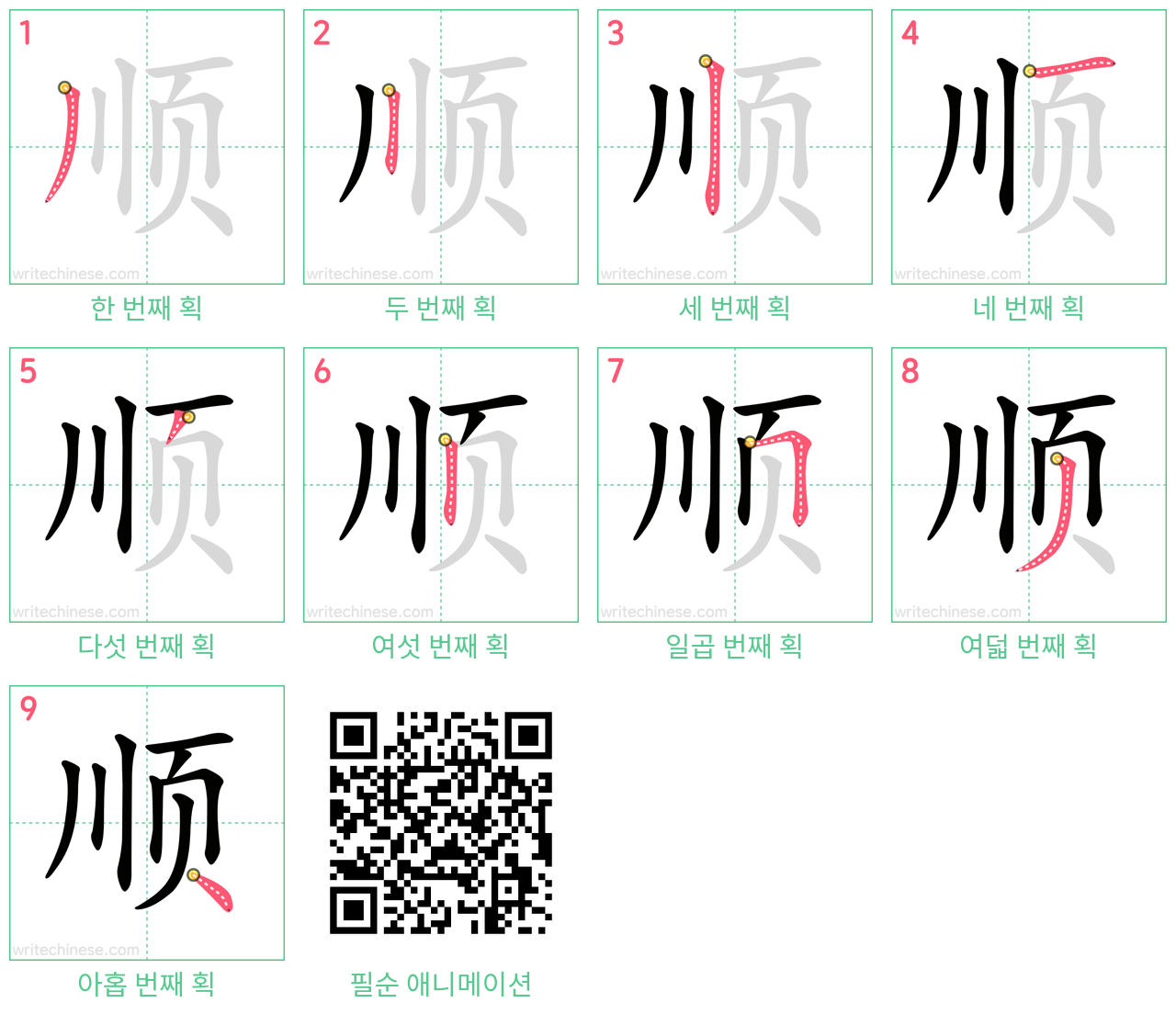 顺 step-by-step stroke order diagrams