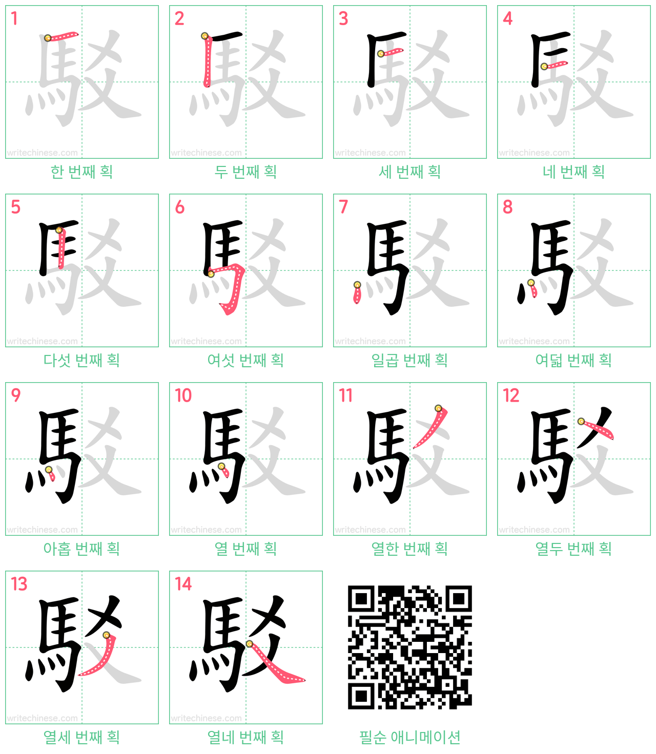 駁 step-by-step stroke order diagrams