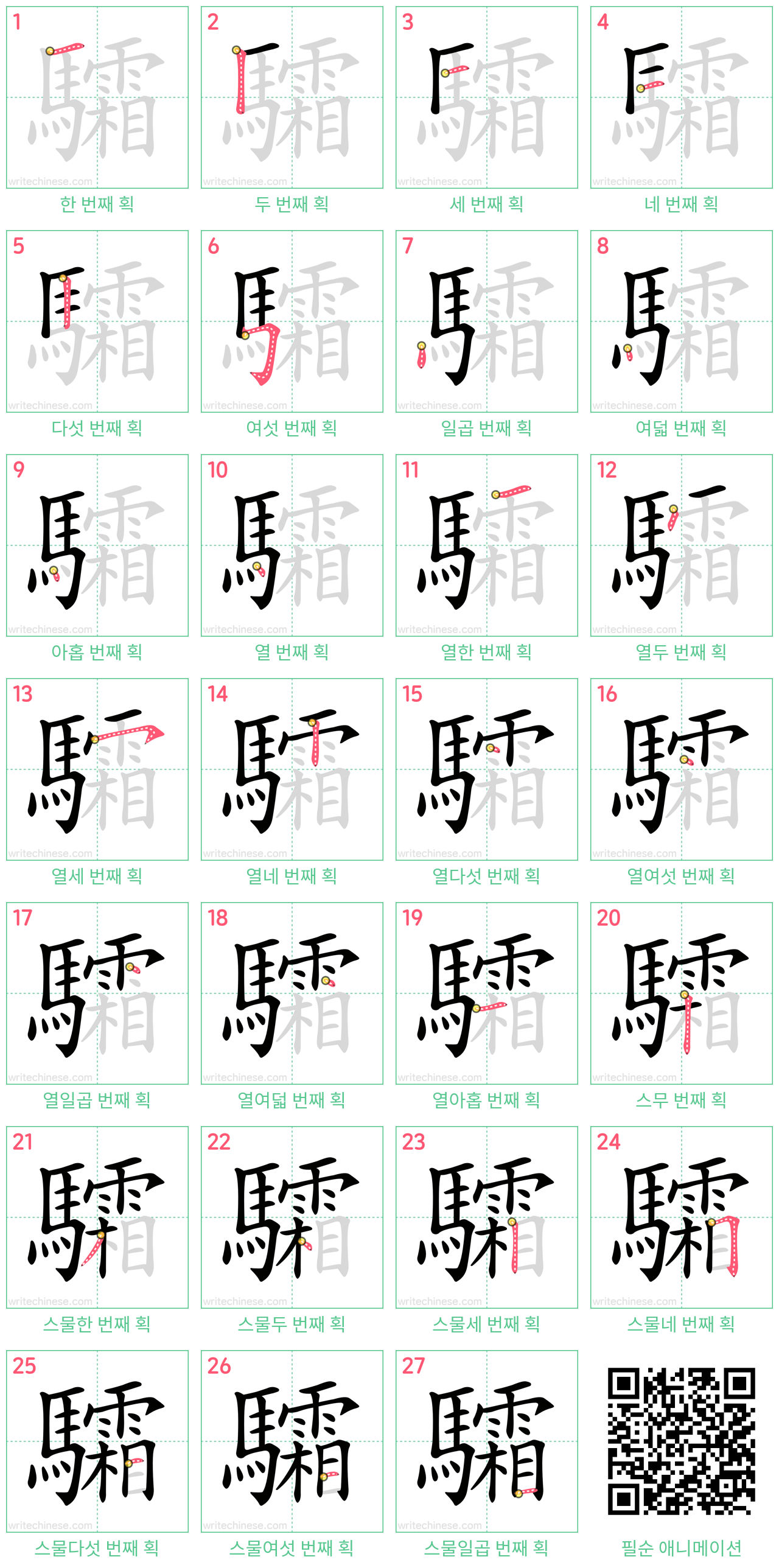 驦 step-by-step stroke order diagrams