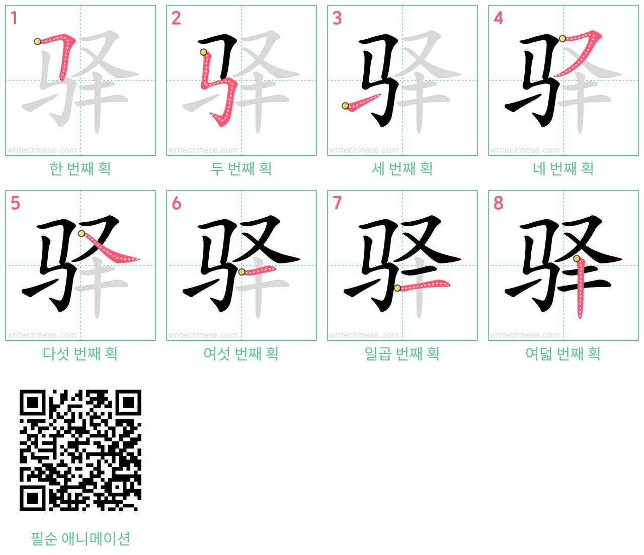 驿 step-by-step stroke order diagrams