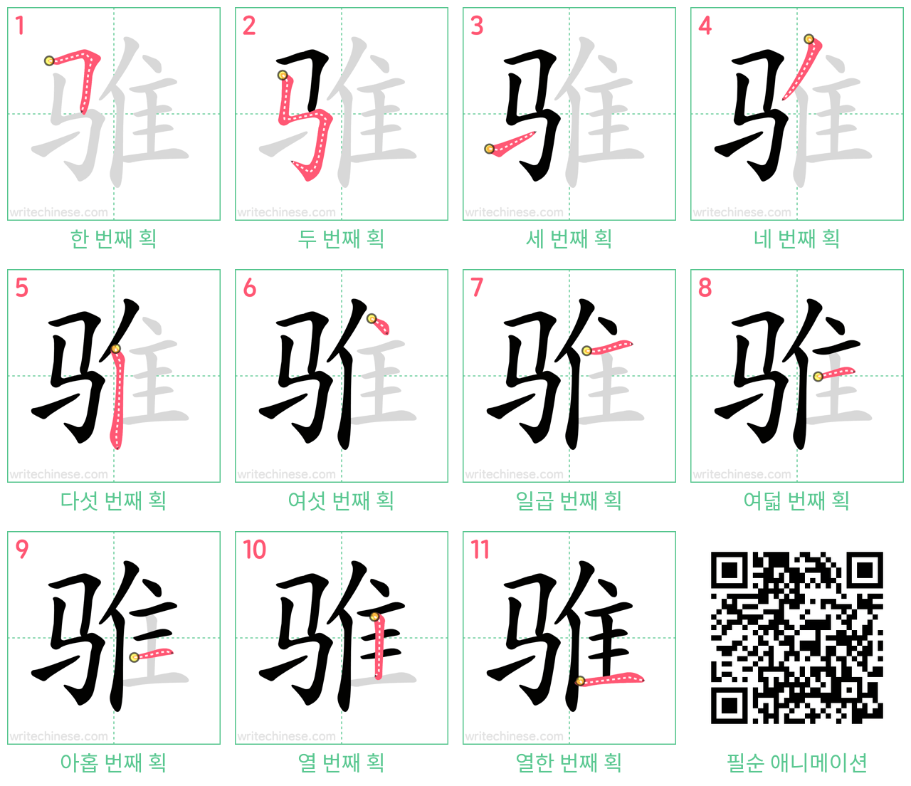 骓 step-by-step stroke order diagrams