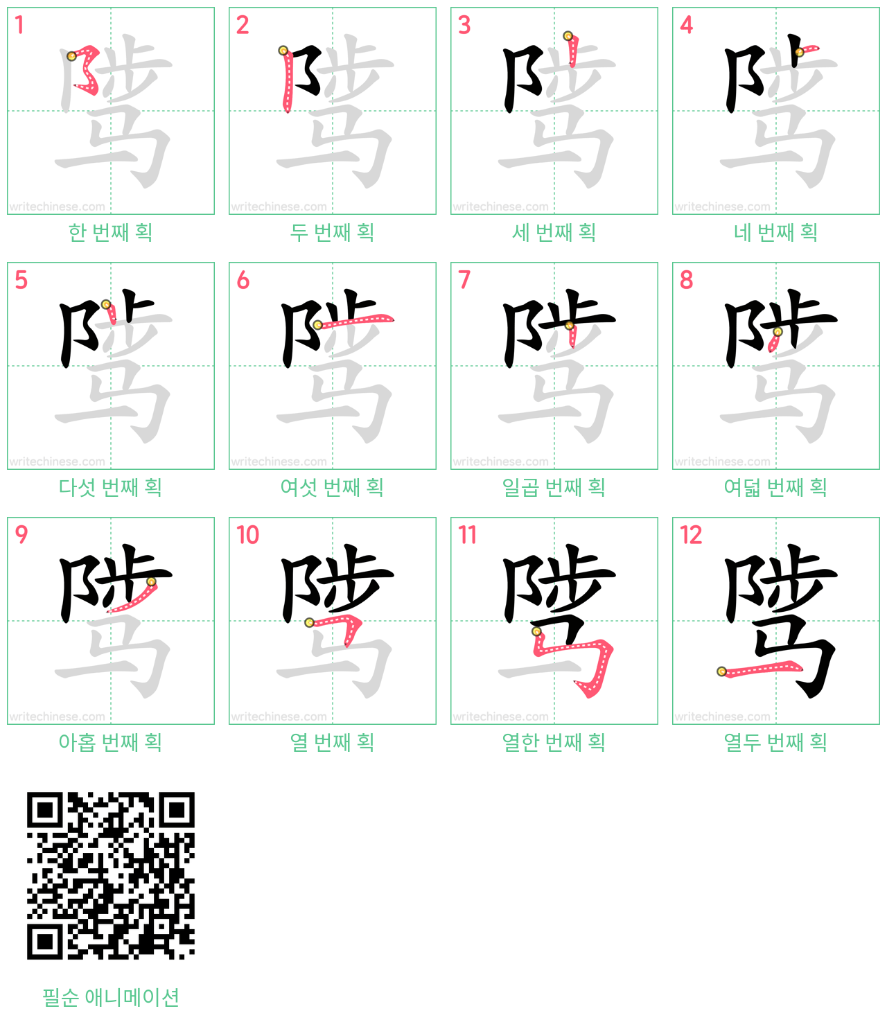 骘 step-by-step stroke order diagrams