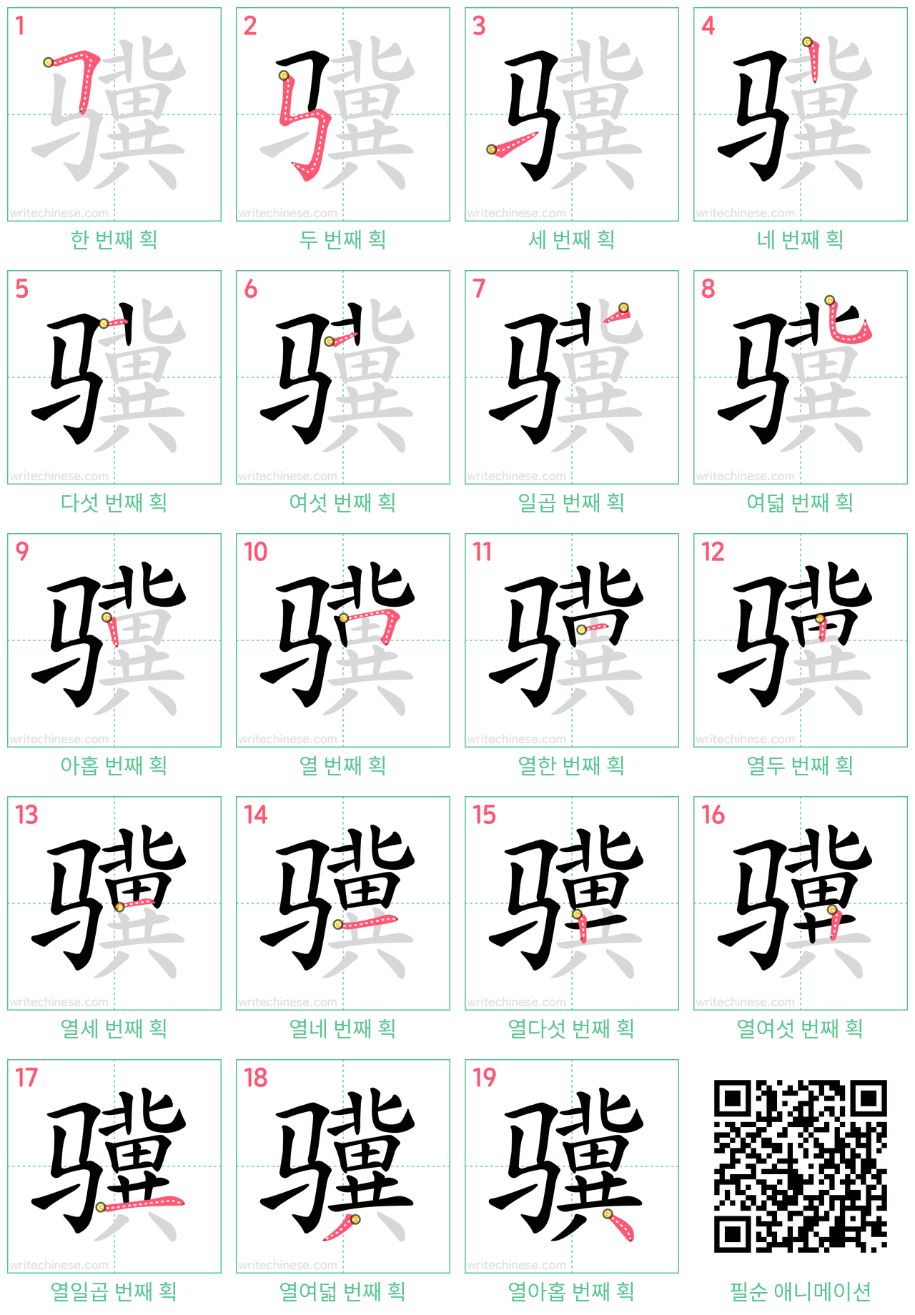 骥 step-by-step stroke order diagrams