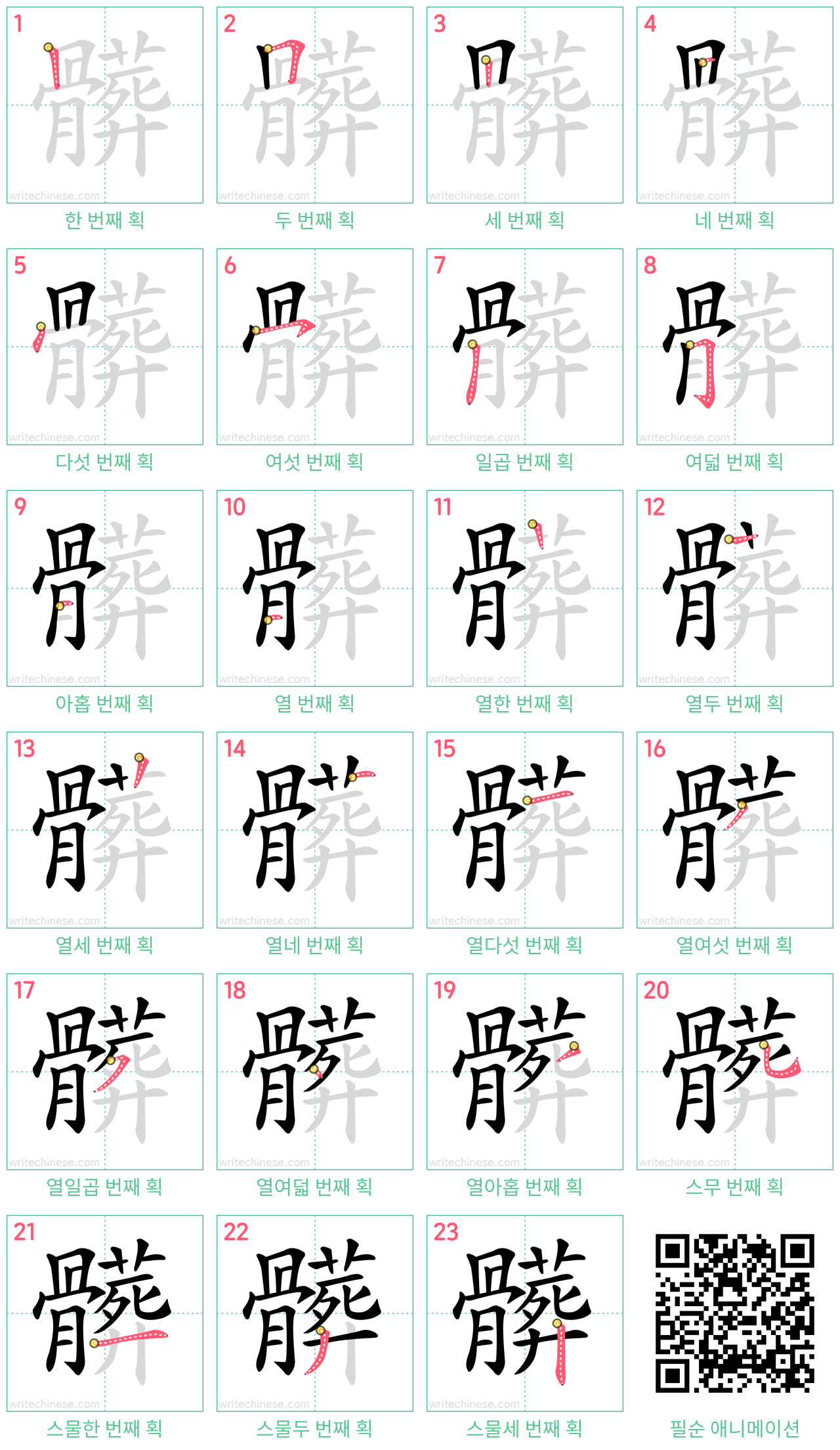 髒 step-by-step stroke order diagrams