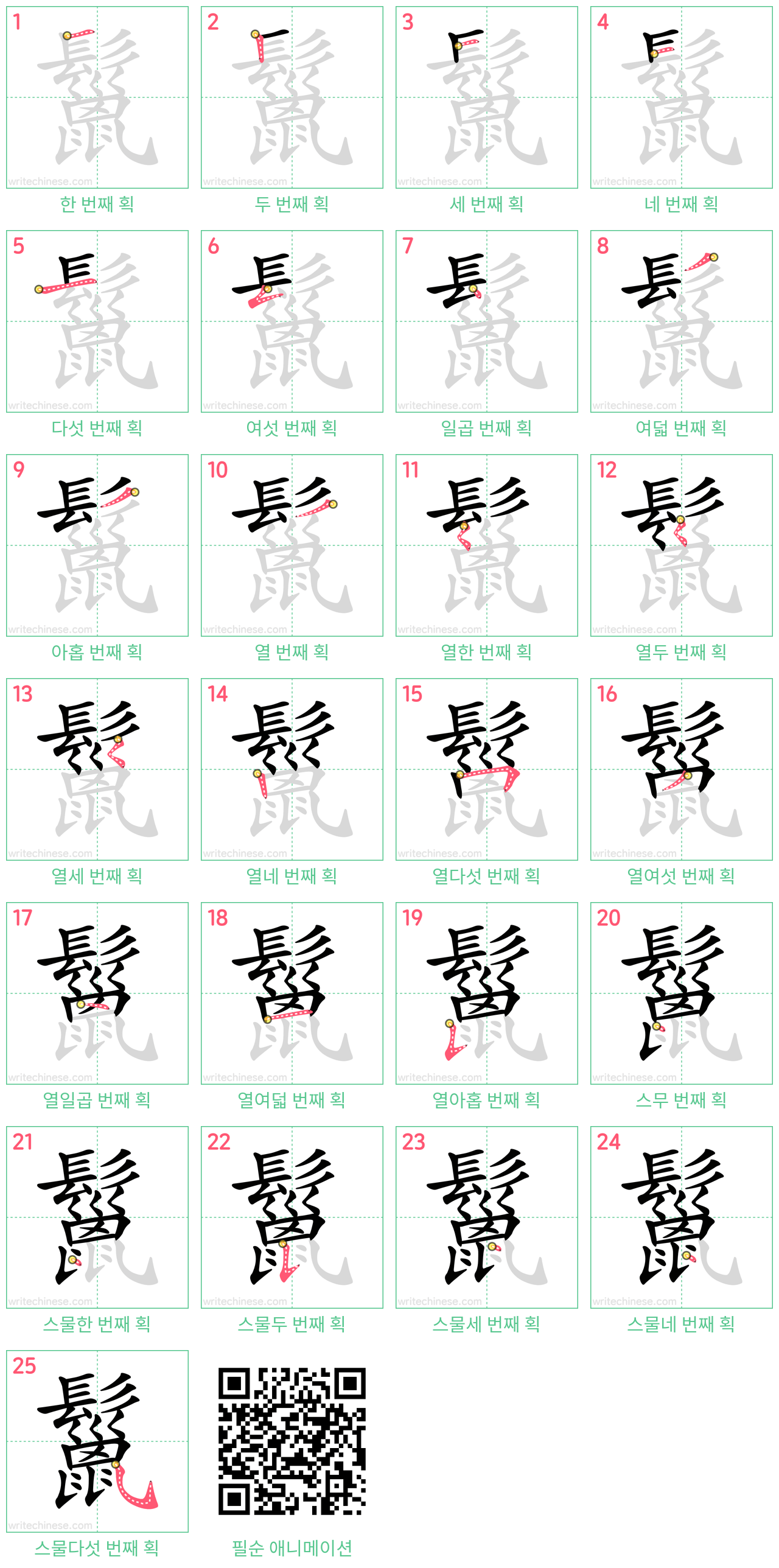 鬣 step-by-step stroke order diagrams