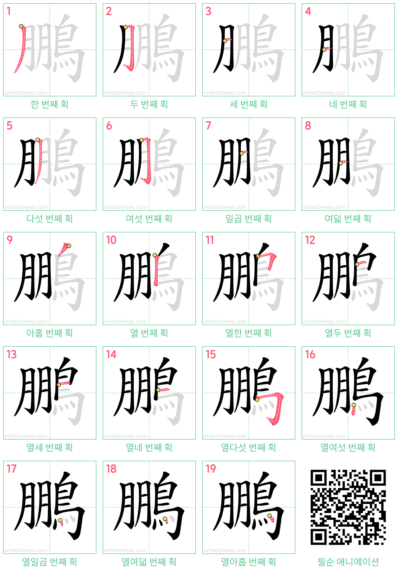 鵬 step-by-step stroke order diagrams