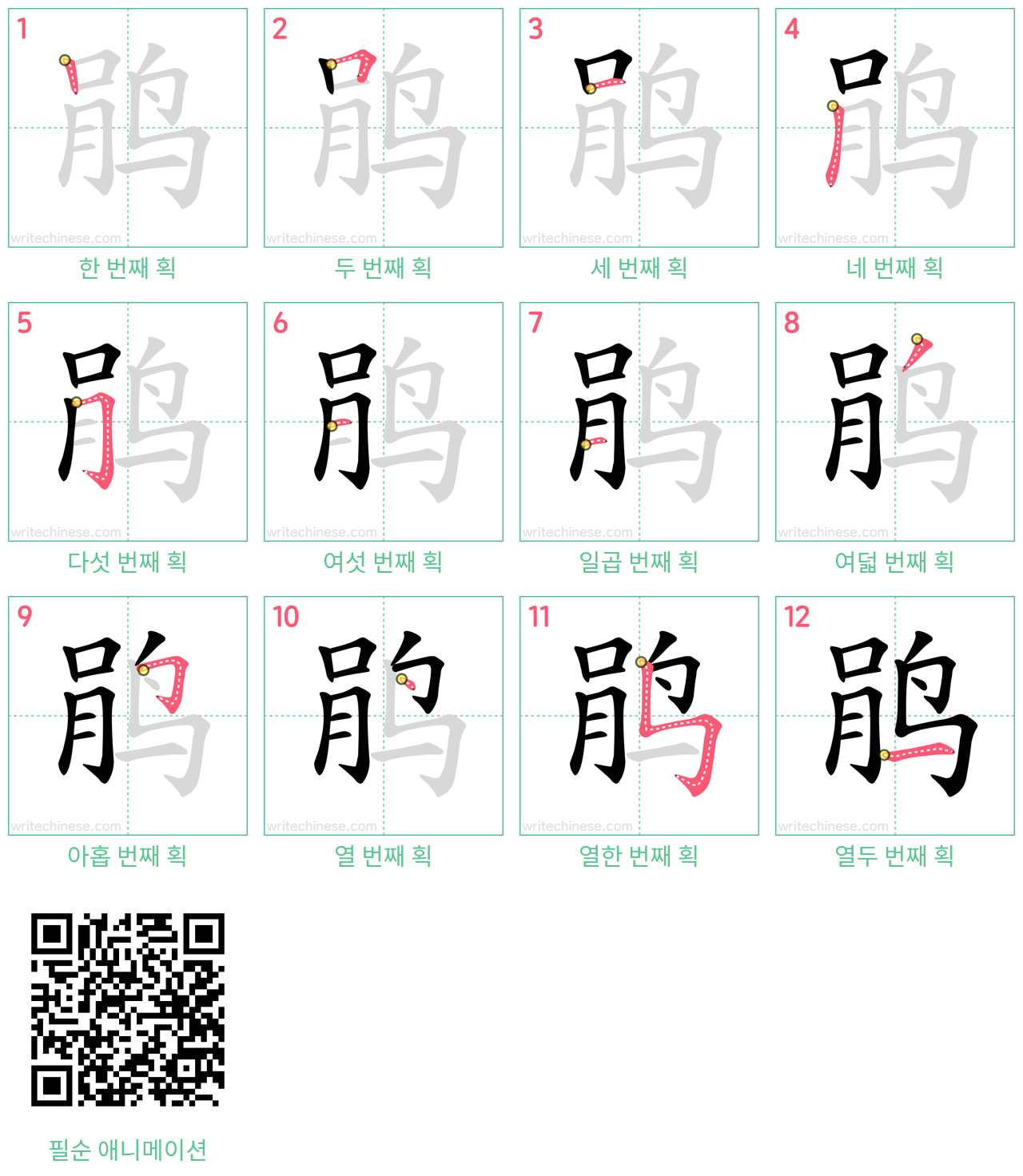 鹃 step-by-step stroke order diagrams