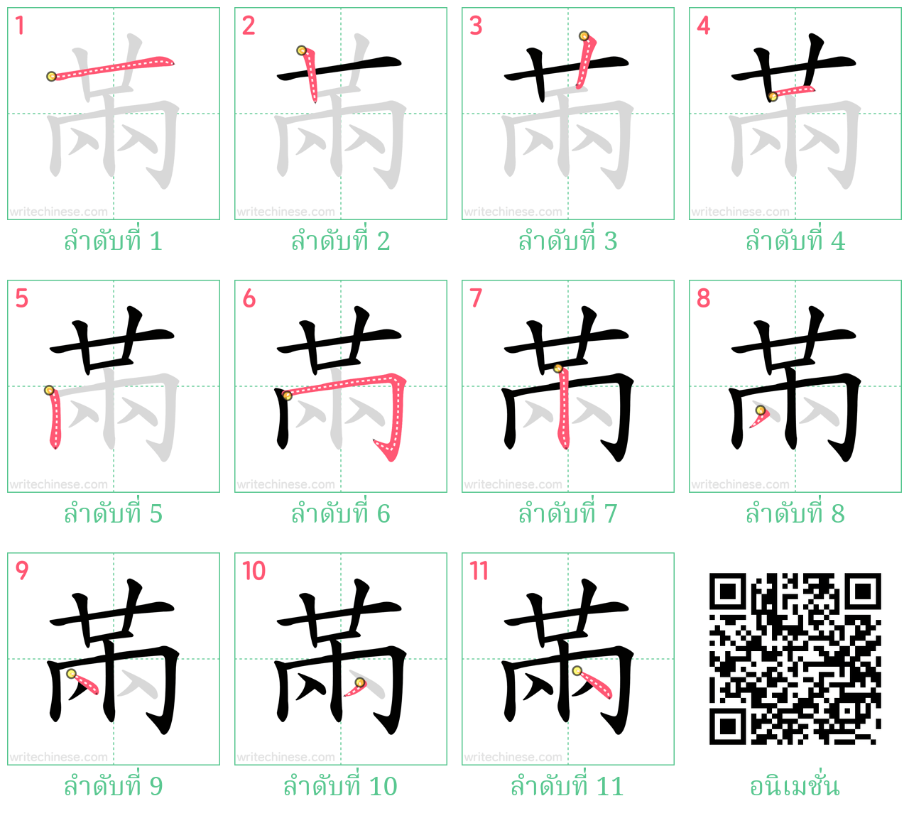 㒼 ลำดับการเขียน