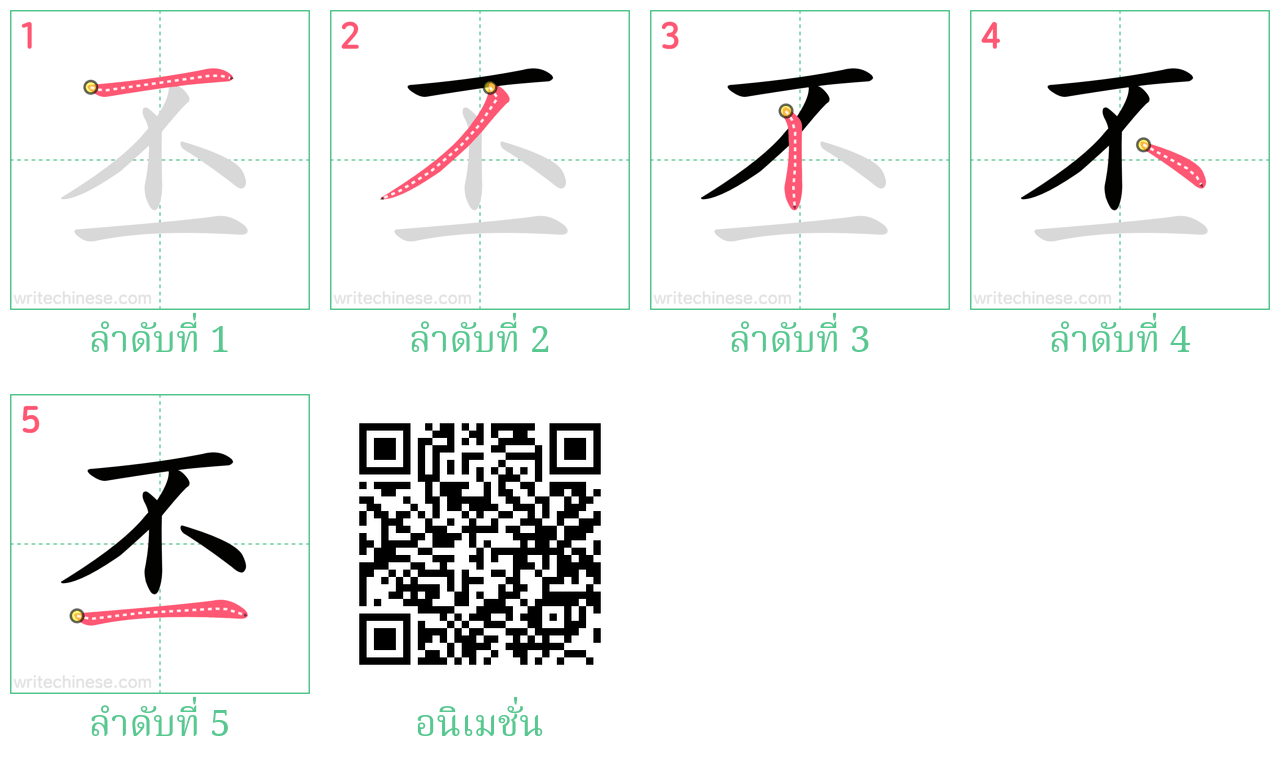 丕 ลำดับการเขียน