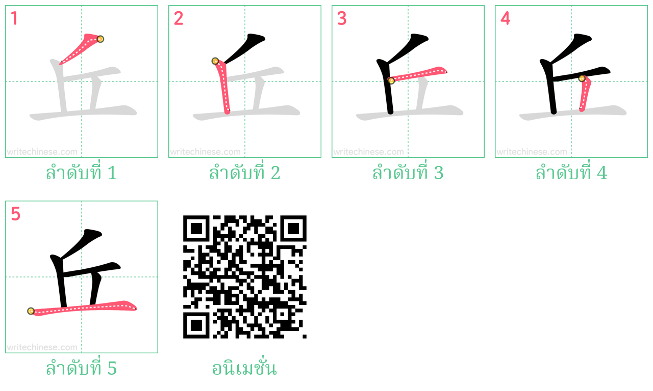 丘 ลำดับการเขียน