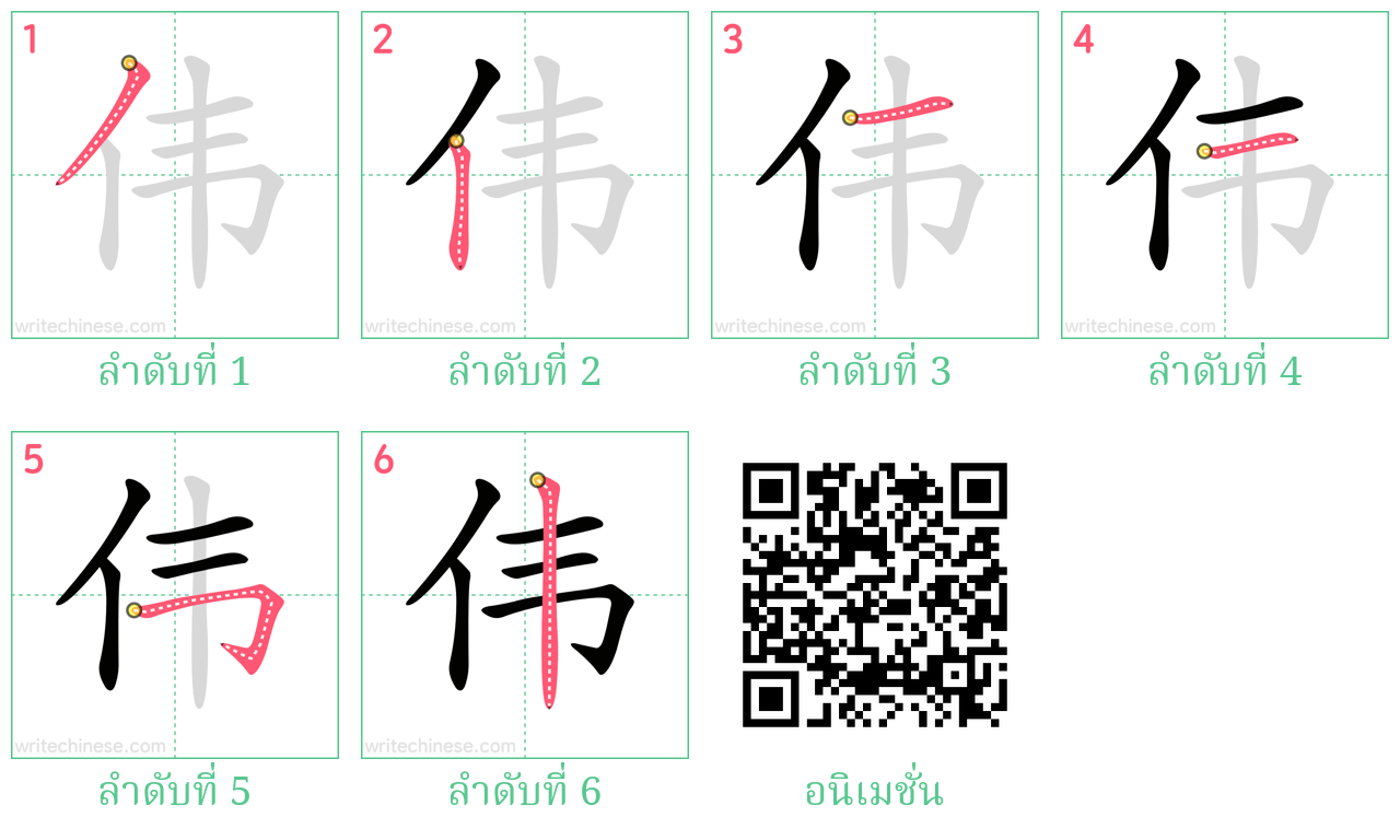 伟 ลำดับการเขียน