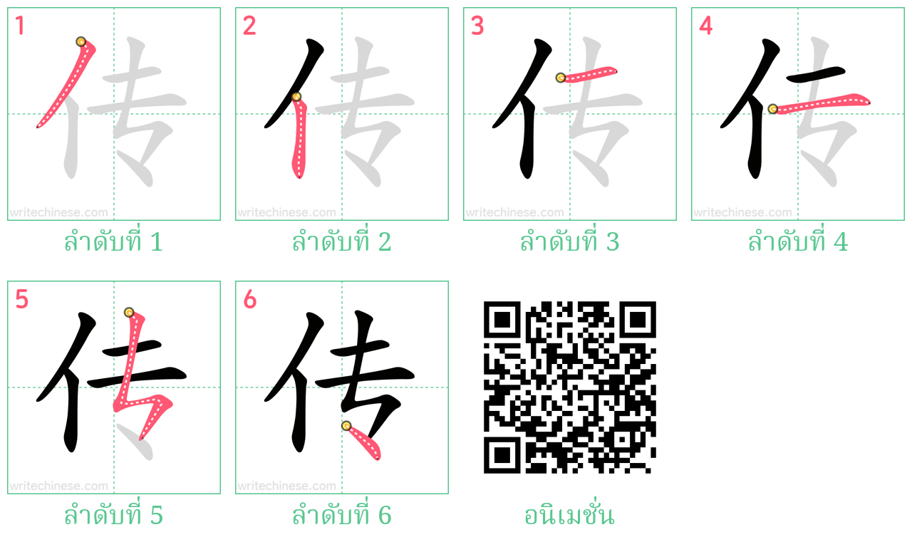 传 ลำดับการเขียน