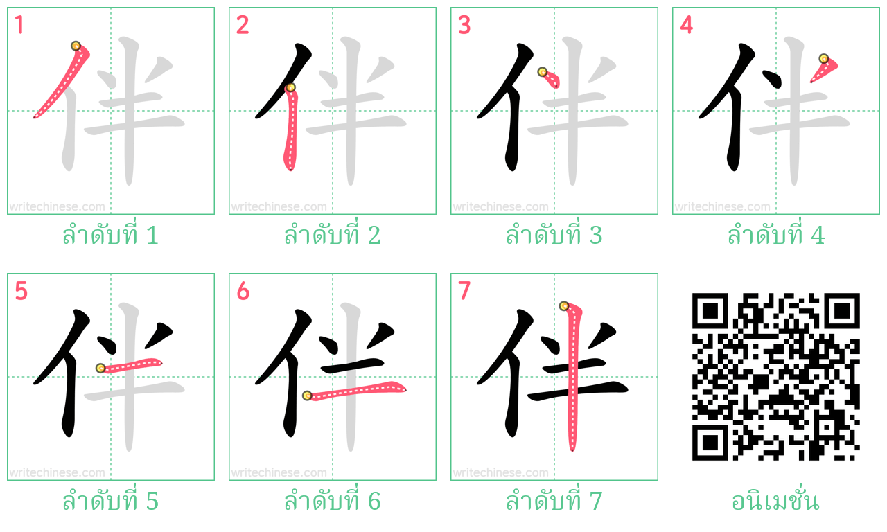 伴 ลำดับการเขียน