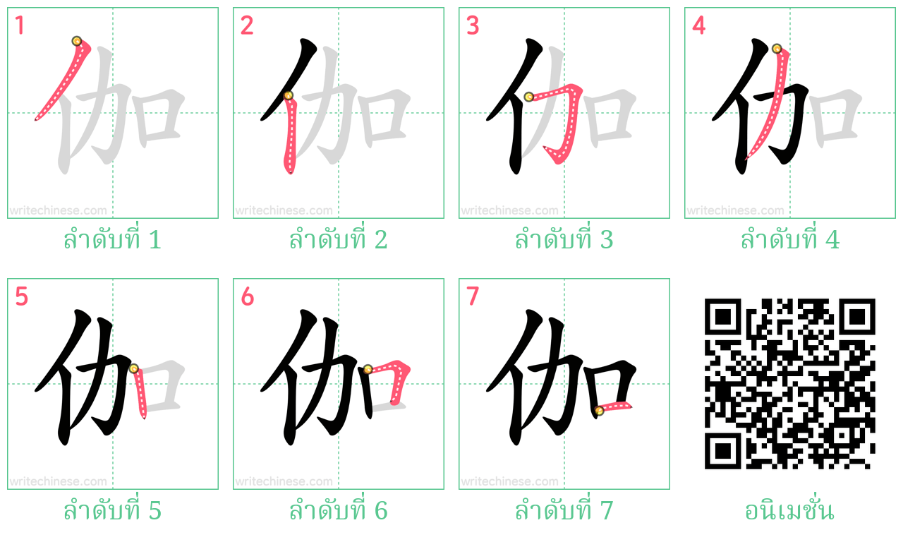 伽 ลำดับการเขียน