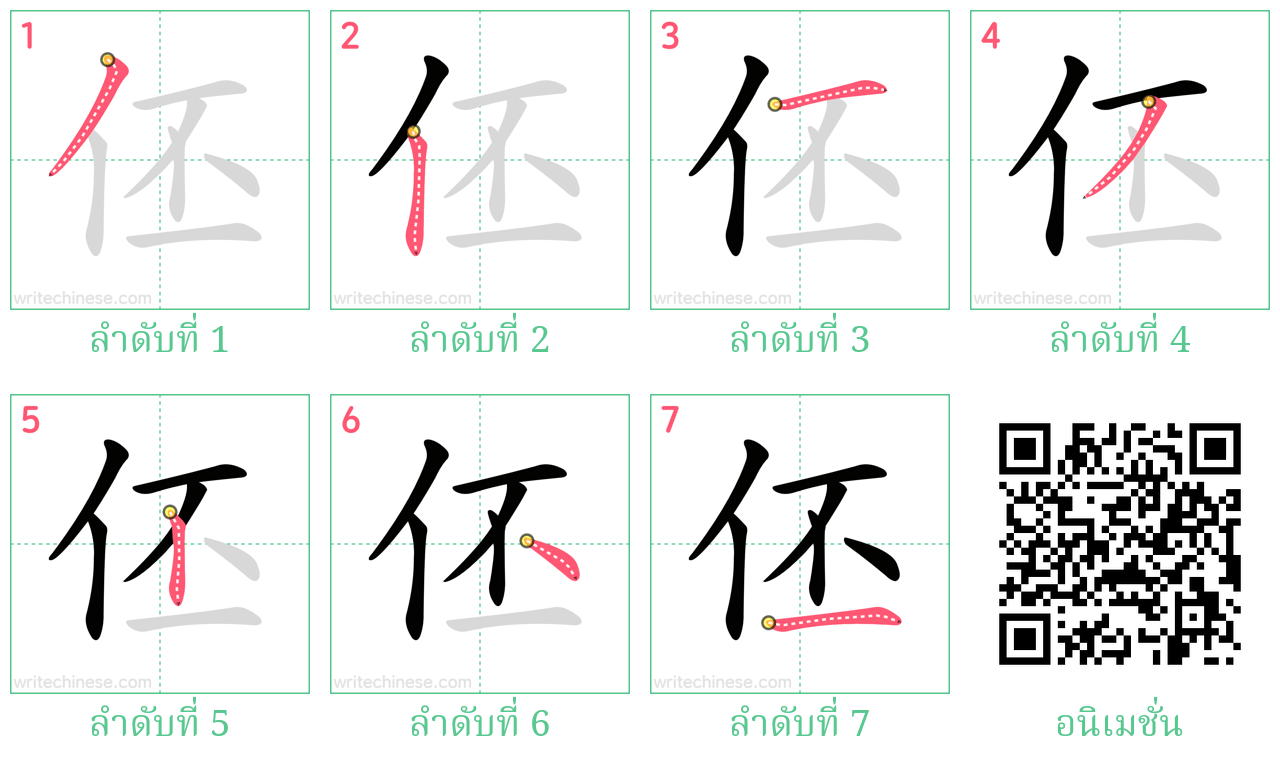 伾 ลำดับการเขียน