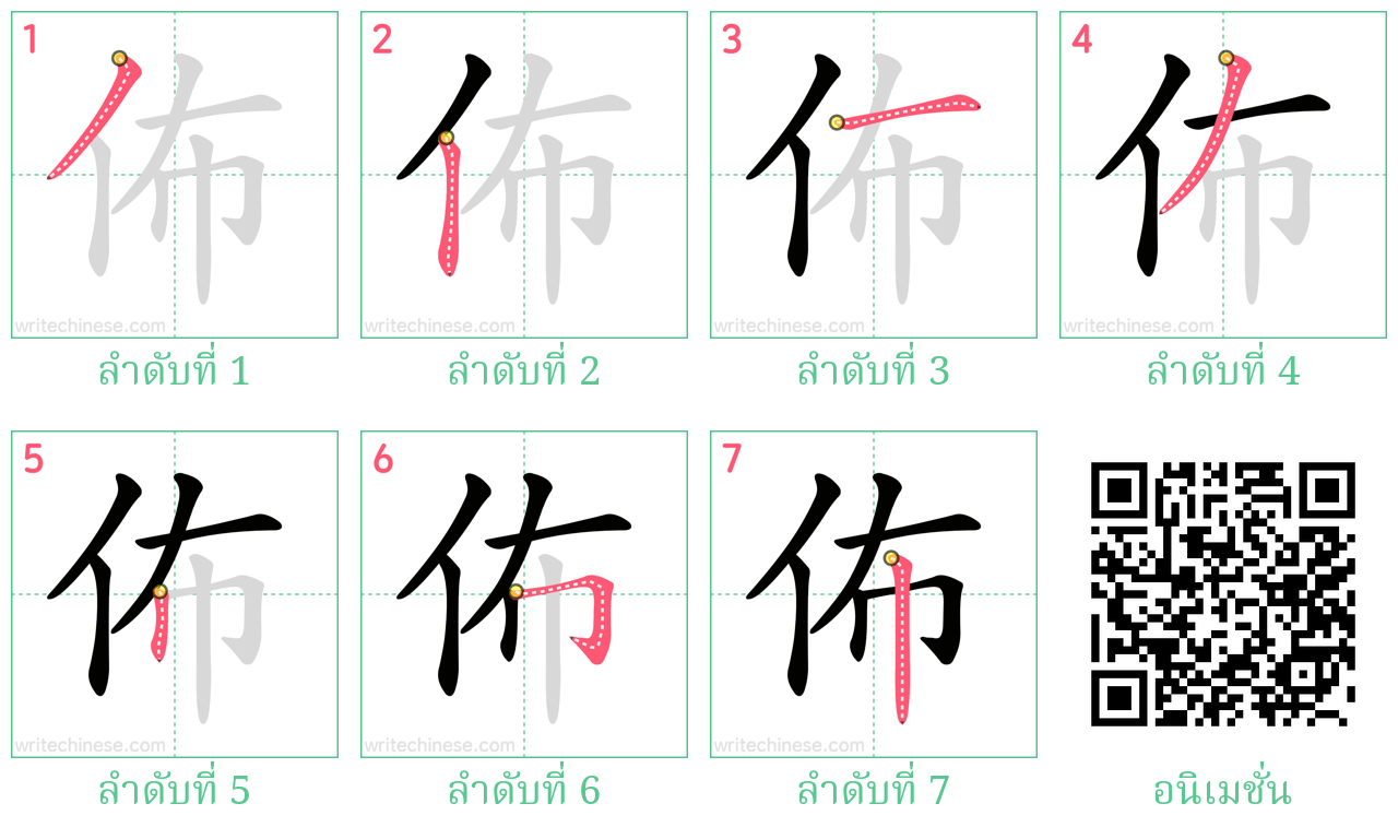 佈 ลำดับการเขียน