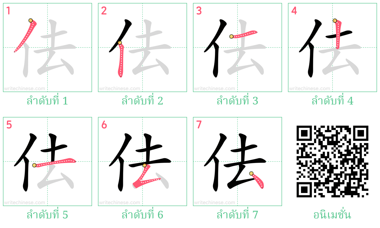 佉 ลำดับการเขียน