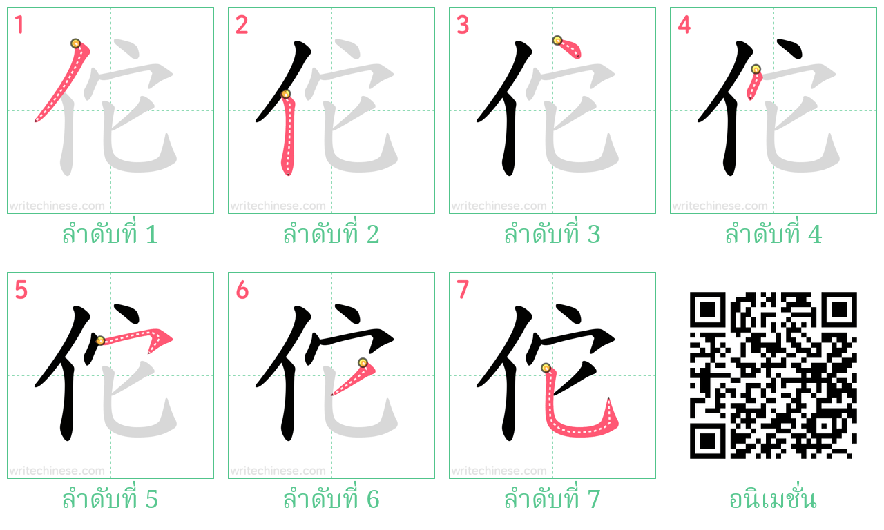 佗 ลำดับการเขียน